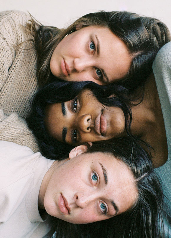 The Wool Lab: The Age of Empathy: the faces of three women stacked on top of each other